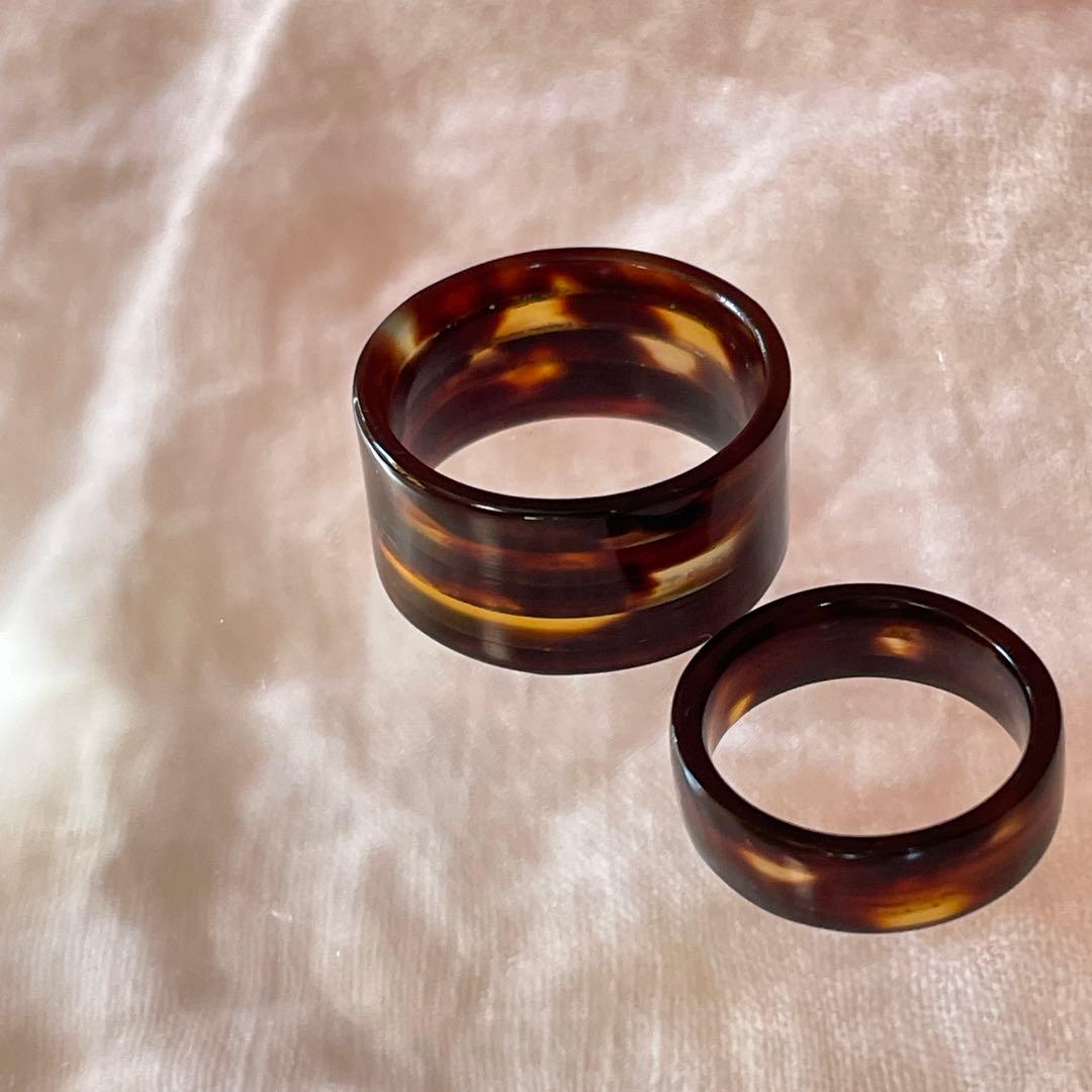 moと様　2点 ◎べっ甲(本物)12㎜幅 18号と6㎜幅8号リング