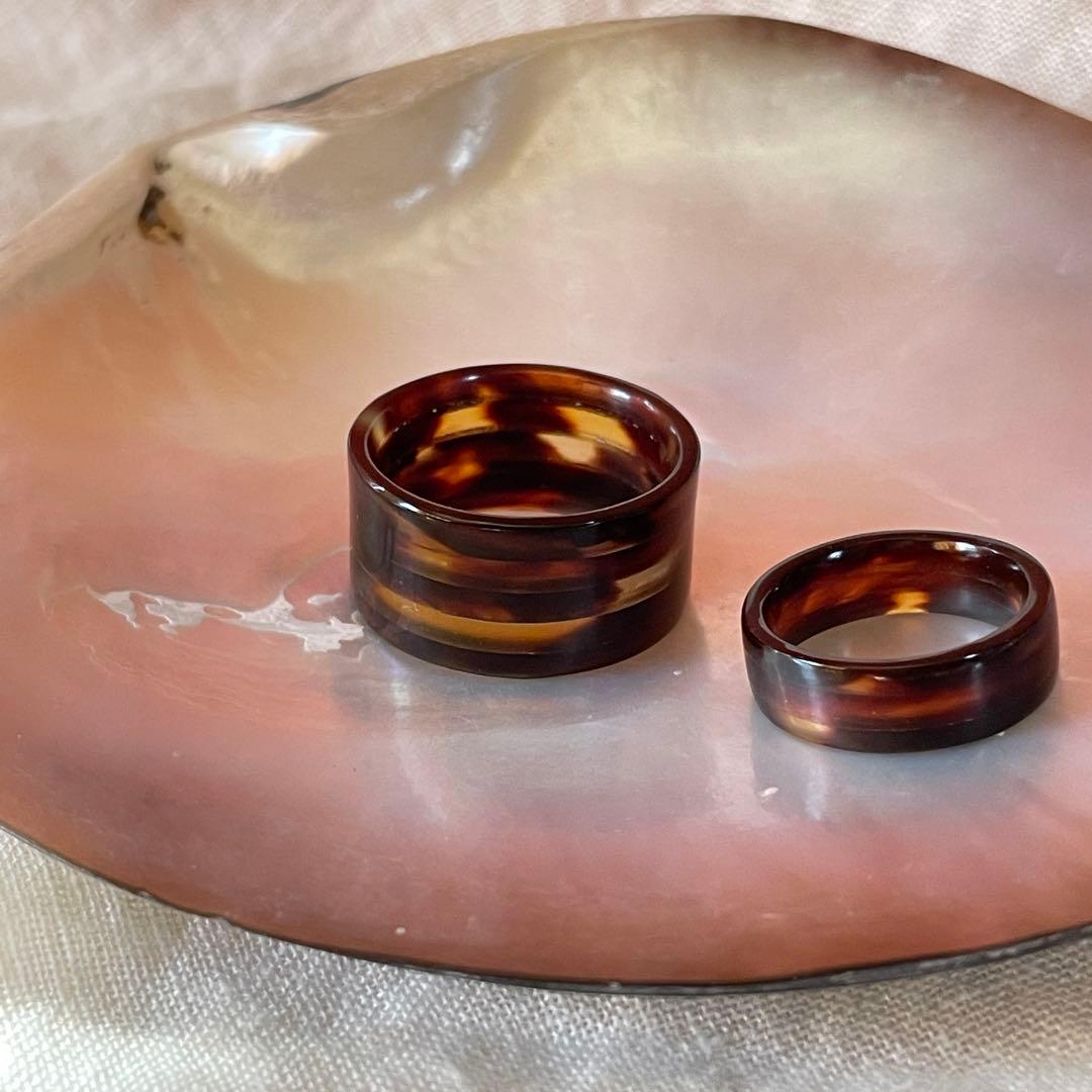 moと様　2点 ◎べっ甲(本物)12㎜幅 18号と6㎜幅8号リング