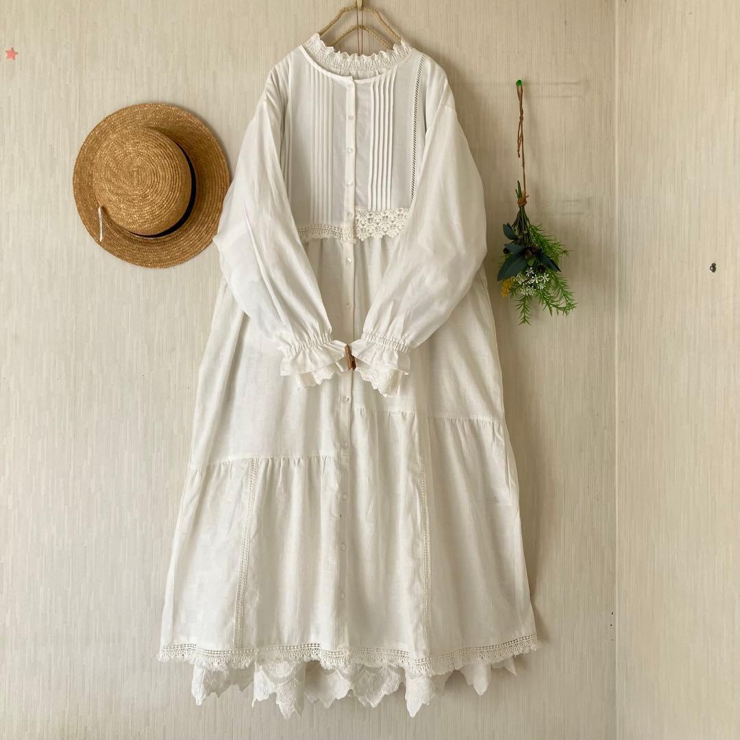 新品★サマンサモスモス★胸元レース＆ピンタック＊パッチワークワンピース