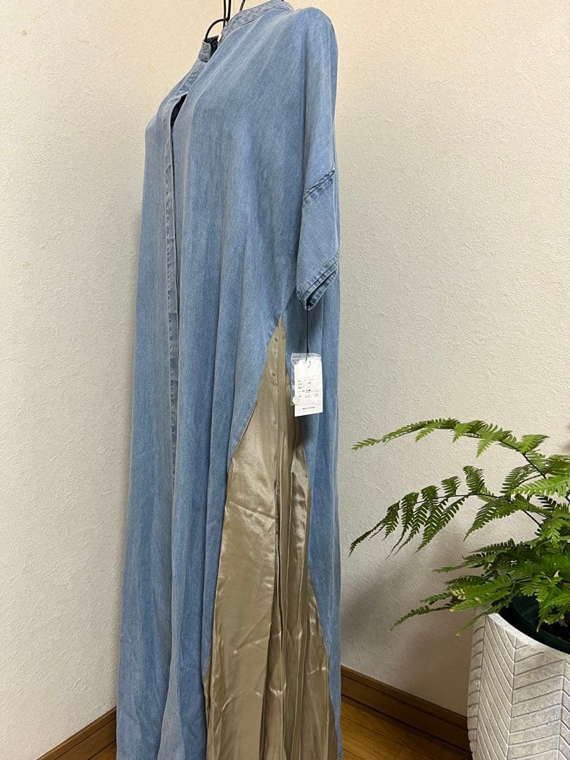 ヤマダヤ　スコットクラブ　デニムシャツワンピース ライトブルー バンドカラー