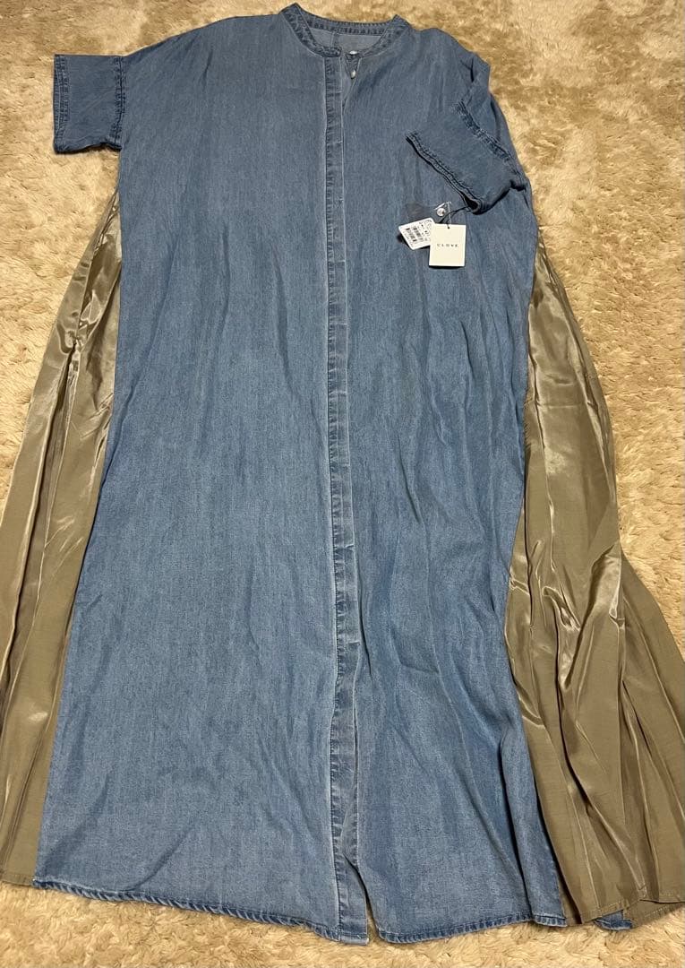 ヤマダヤ　スコットクラブ　デニムシャツワンピース ライトブルー バンドカラー