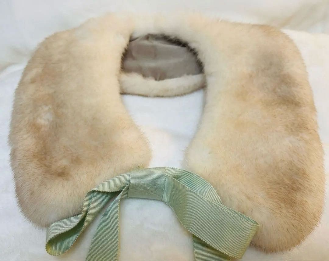 FOXEY フォクシー ティアードワンピース 取り外し可ミンク襟付ミントグリーン