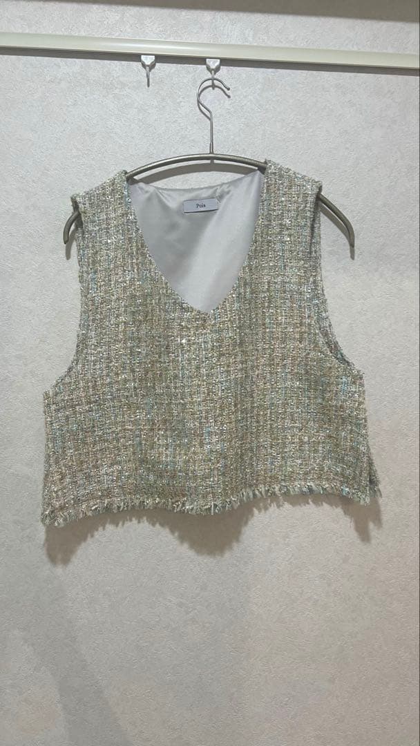 pois ポワ　ツイードベスト　tweed vest ブルー
