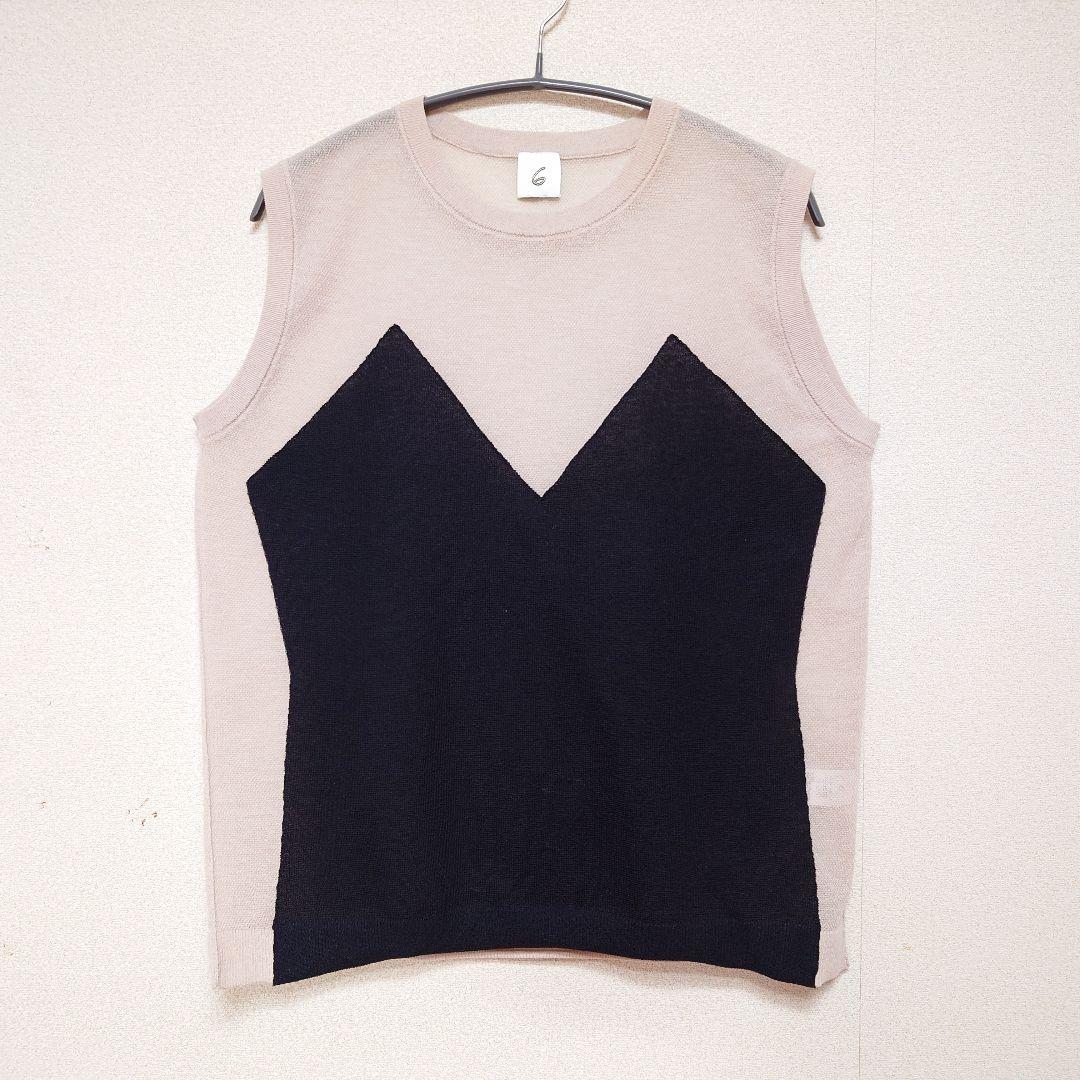 6(ROKU) パッチノースリーブ ニット