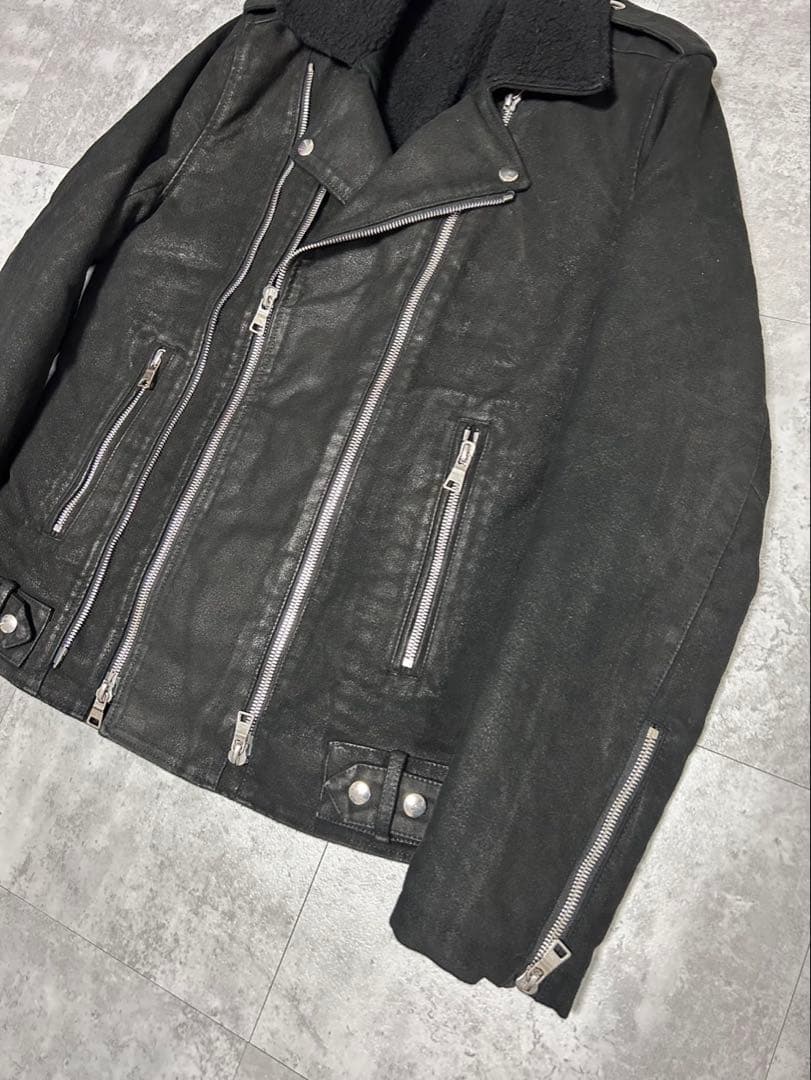 Balmain Homme AW16 ワックス　ボア　ライダースジャケット
