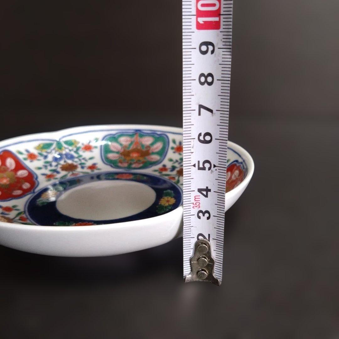 未使用 有田焼 賞美堂 其泉 染錦 中皿　5枚　銘々皿　輪花皿　金彩 古伊万里