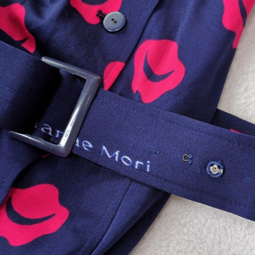 ハナエモリ 昭和レトロシャツワンピース 総柄 クラシカル ヴィンテージ風 半袖