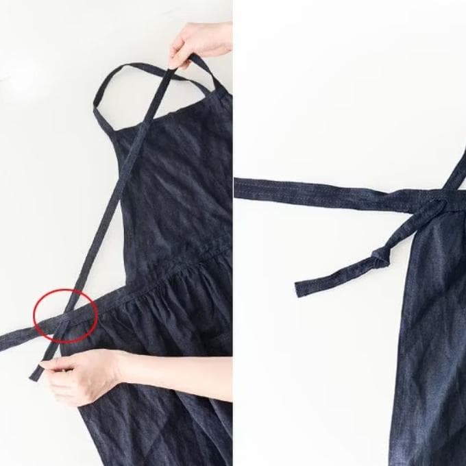 北欧、暮らしの道具店　リネンのエプロンワンピース　グレー