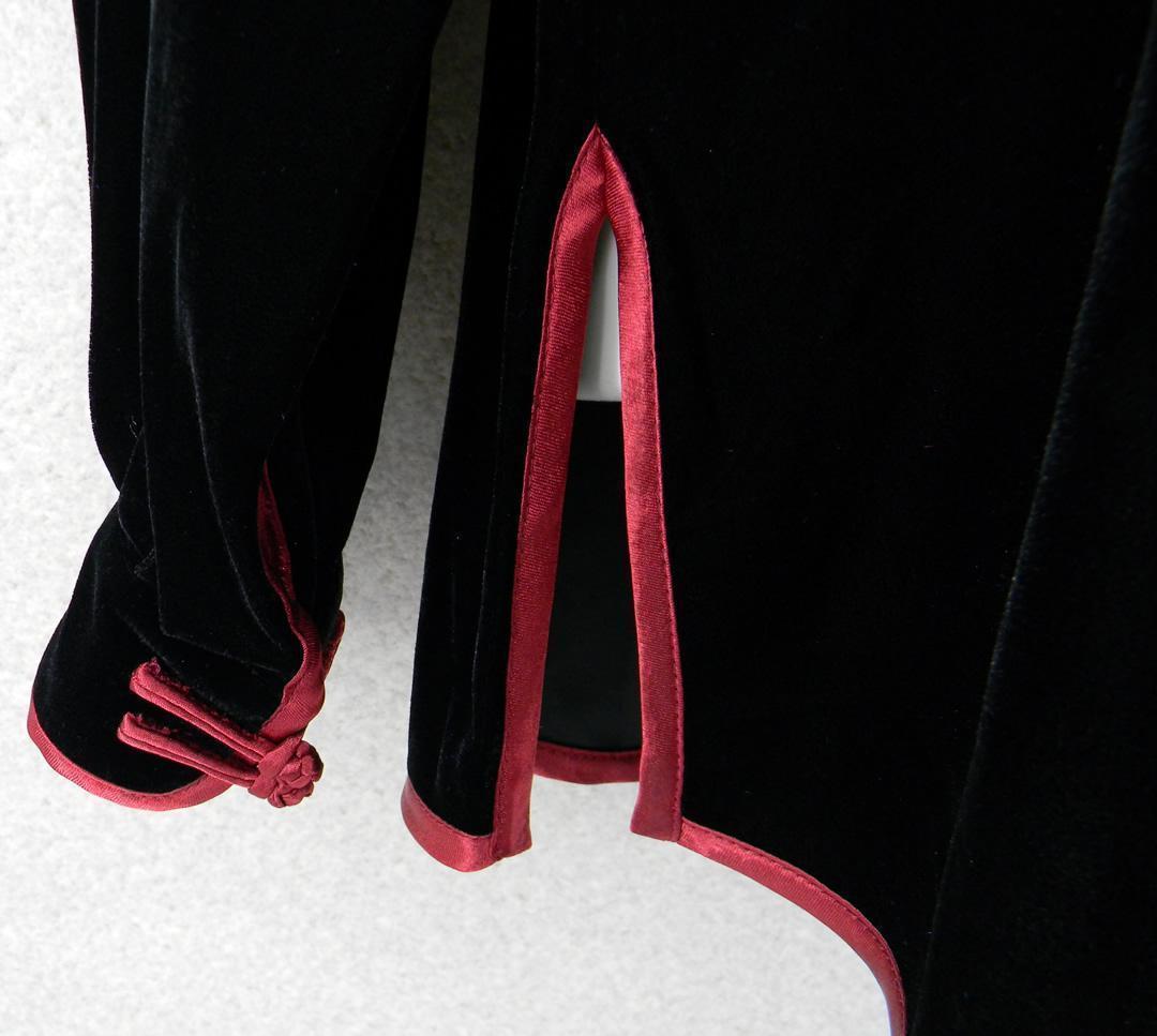 太極拳 ベロア調 太極服 上下 L サイズ 男女両用 黒紅辺【新品】