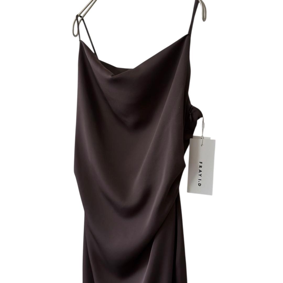 新品 FRAY I.D ドレープサテンキャミワンピース ウォッシャブル ブラウン