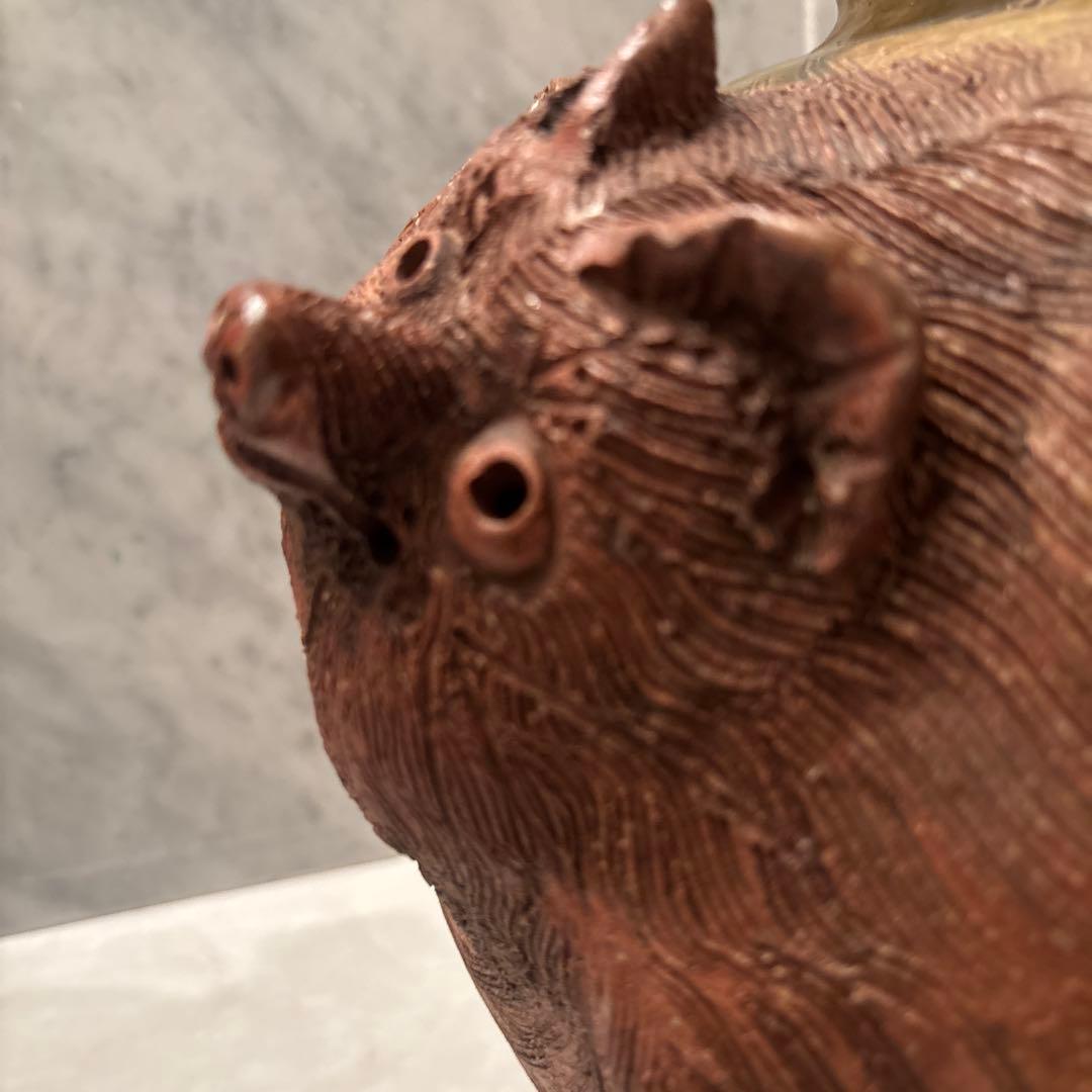 【希少】ヴィンテージ信楽焼 圧倒的な存在感の狸 変形花瓶　創作花器縁起