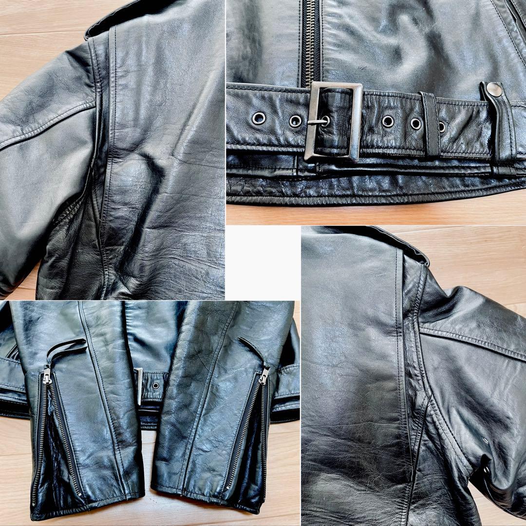 美品 Liugoo Leathers 馬革 ライダースジャケット 脱着式襟ボア