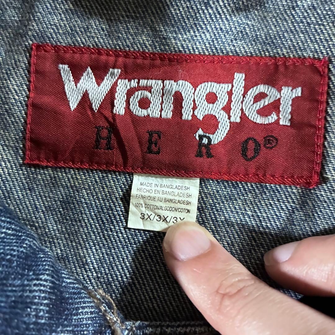 90s Wrangler HEROデニムジャケット真紺濃紺GジャンY2Kラングラ
