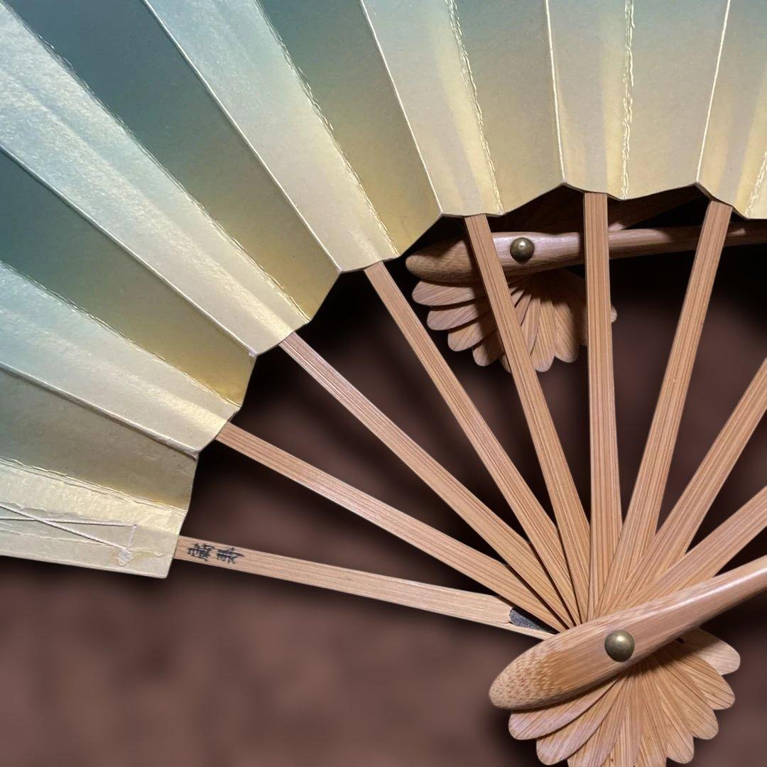 舞扇子 青と金のグラデーション６本セット