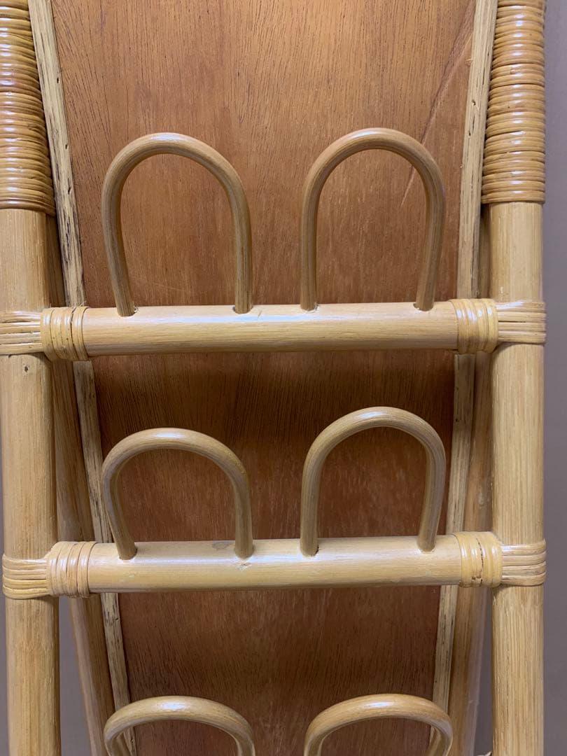 オールドラタン　回転式 スタンドミラー 姿見鏡 全身鏡 回転鏡 シューズラック