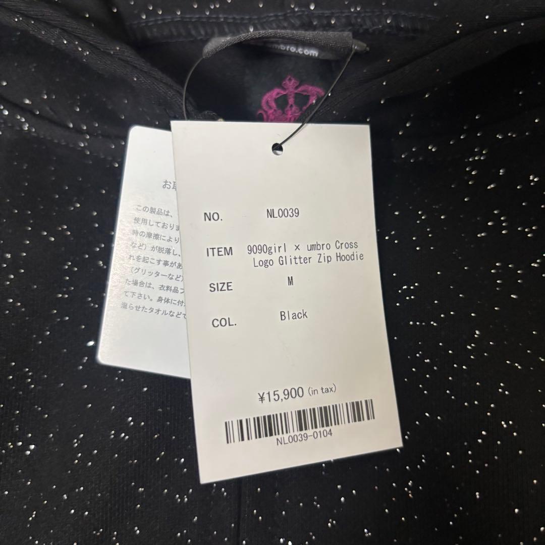 トップス 9090girl Cross Logo Glitter Zip Hoodie