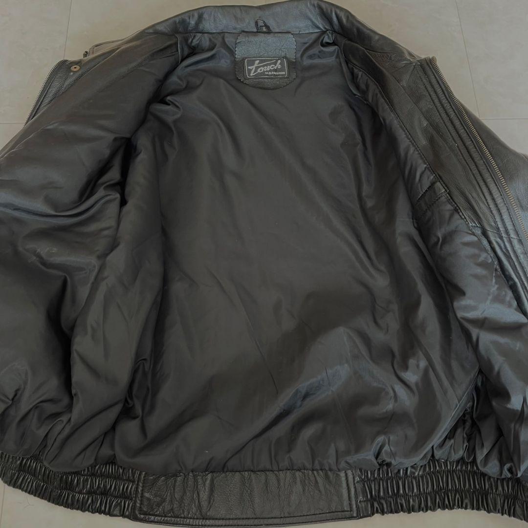 レザーボンバージャケット 短丈 ヴィンテージ Lサイズ ブラック