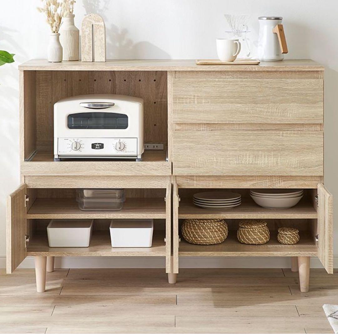 【送料込】LOWYA キッチンカウンター（オーク）　欧米風キッチンカウンター