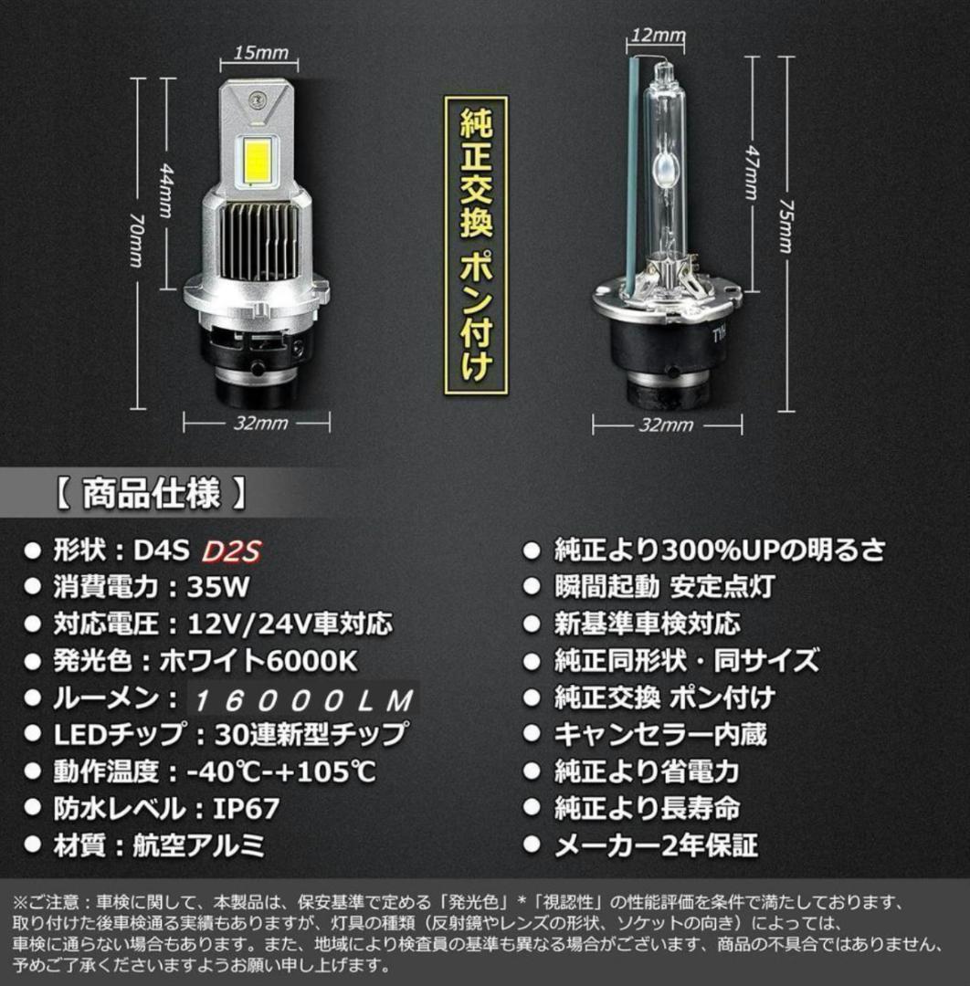D2S D2R LED DC12V/24V対応 ヘッドライト 16000LM
