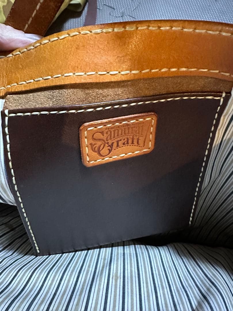 サムライクラフト　トートバッグ　ナチュラル×ブラウン