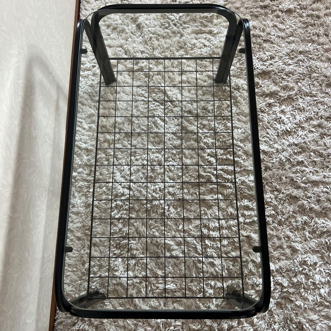 80's 90s アイアンフレーム 長方形 ガラスローテーブル 昭和レトロ