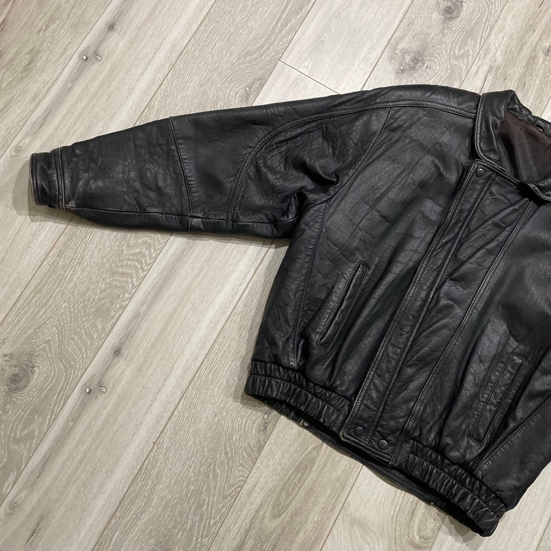 〜90s 短丈 羊革 レザージャケット L ボンバージャケット ラムレザー