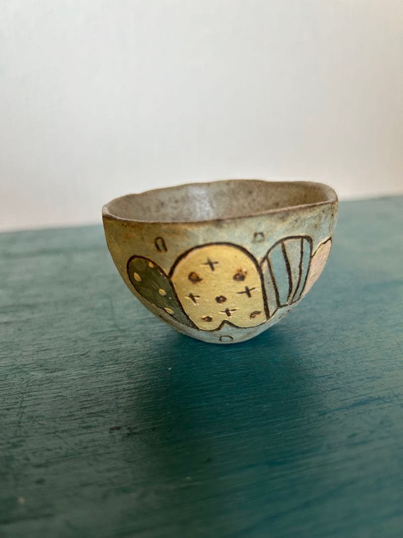 ★作家もの器★長田恵★希少★ミニカップ★太陽×雲×雨★小鉢小ボウル