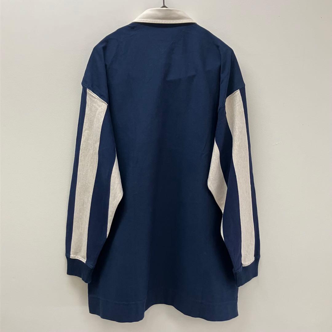 【美品】古着　トミーヒルフィガー　ラガーシャツ　メンズ　ネイビー・ベージュ　L