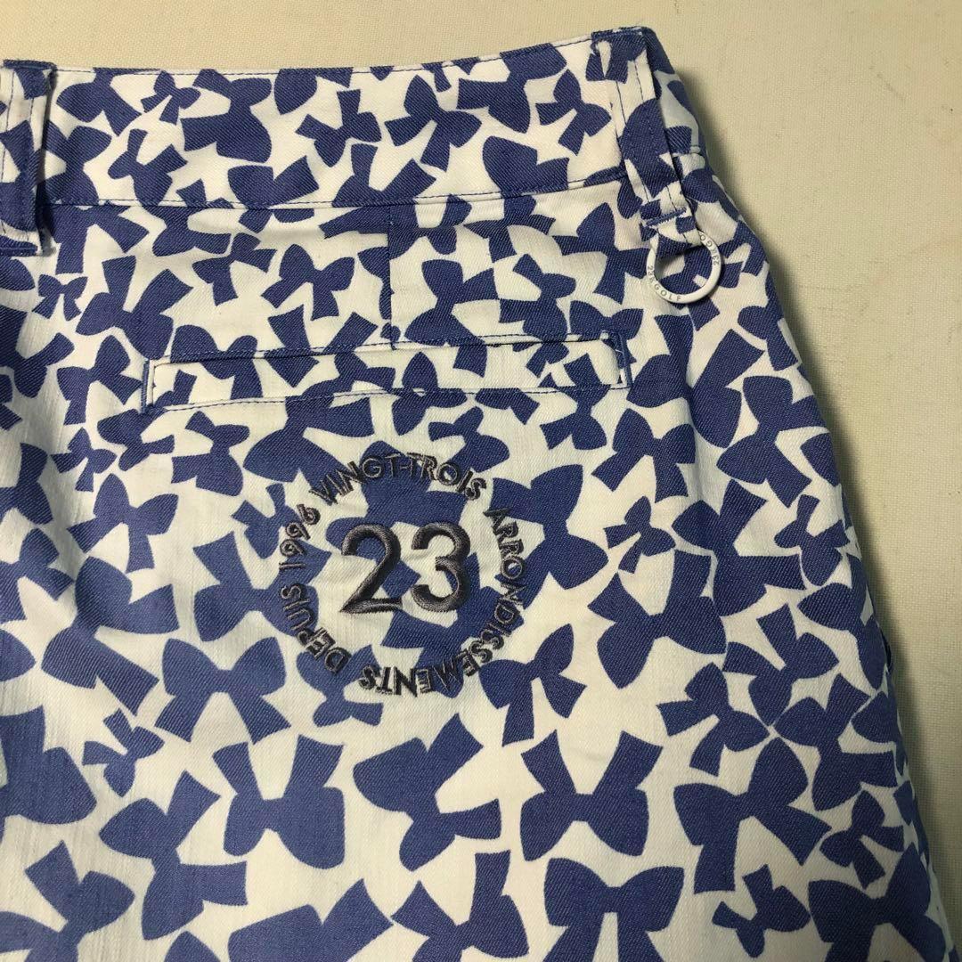 23区ゴルフ◆リネン素材 スカート◆ブルー系 サイズ67