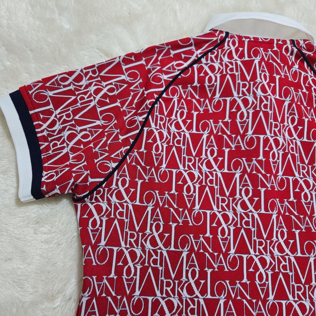 MARK & LONA マークアンドロナ リボンタイ付 総柄 ポロシャツ 金ロゴ