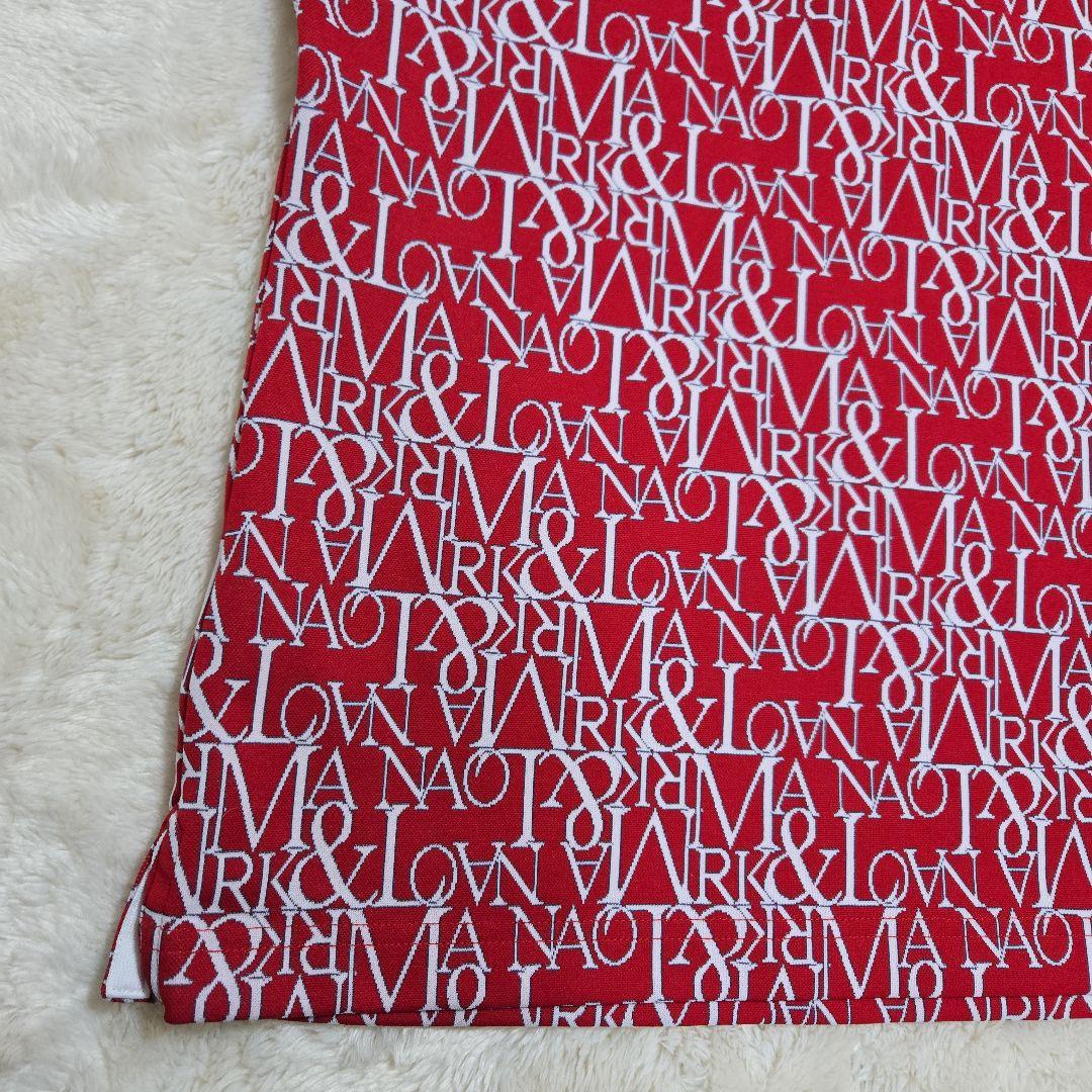 MARK & LONA マークアンドロナ リボンタイ付 総柄 ポロシャツ 金ロゴ