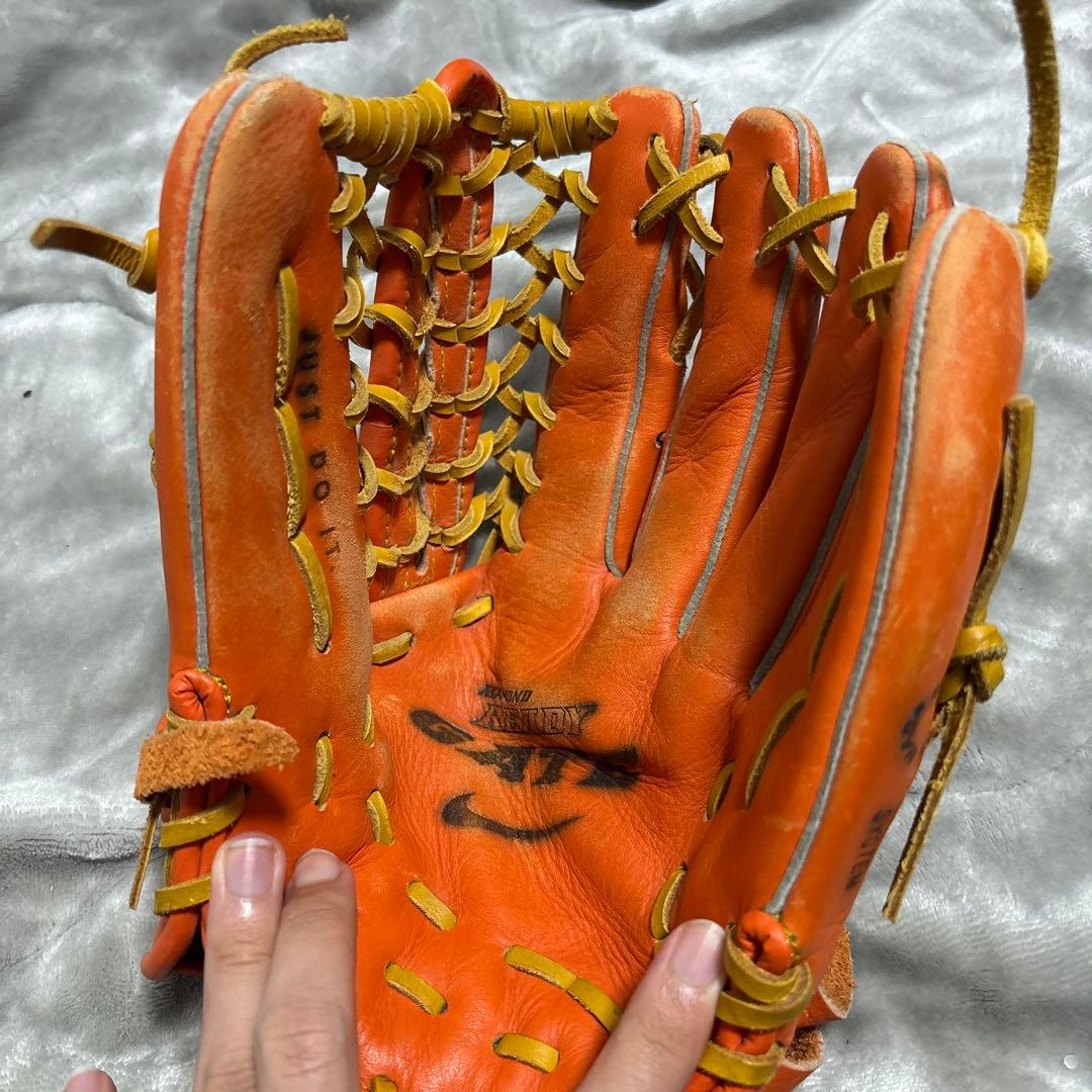 Nike オレンジ レザー 硬式グローブ