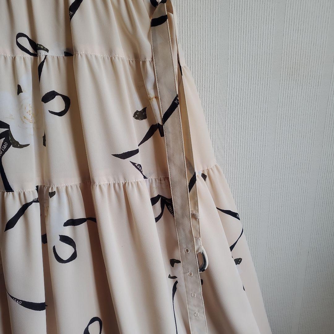 リボン花柄 半袖ワンピース　カネコイサオ　希少品