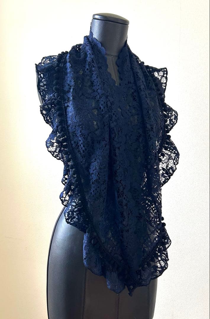 ★在庫処分　エプロン・シージョ　ネイビー　フラワーコードレース　フラメンコ　衣装