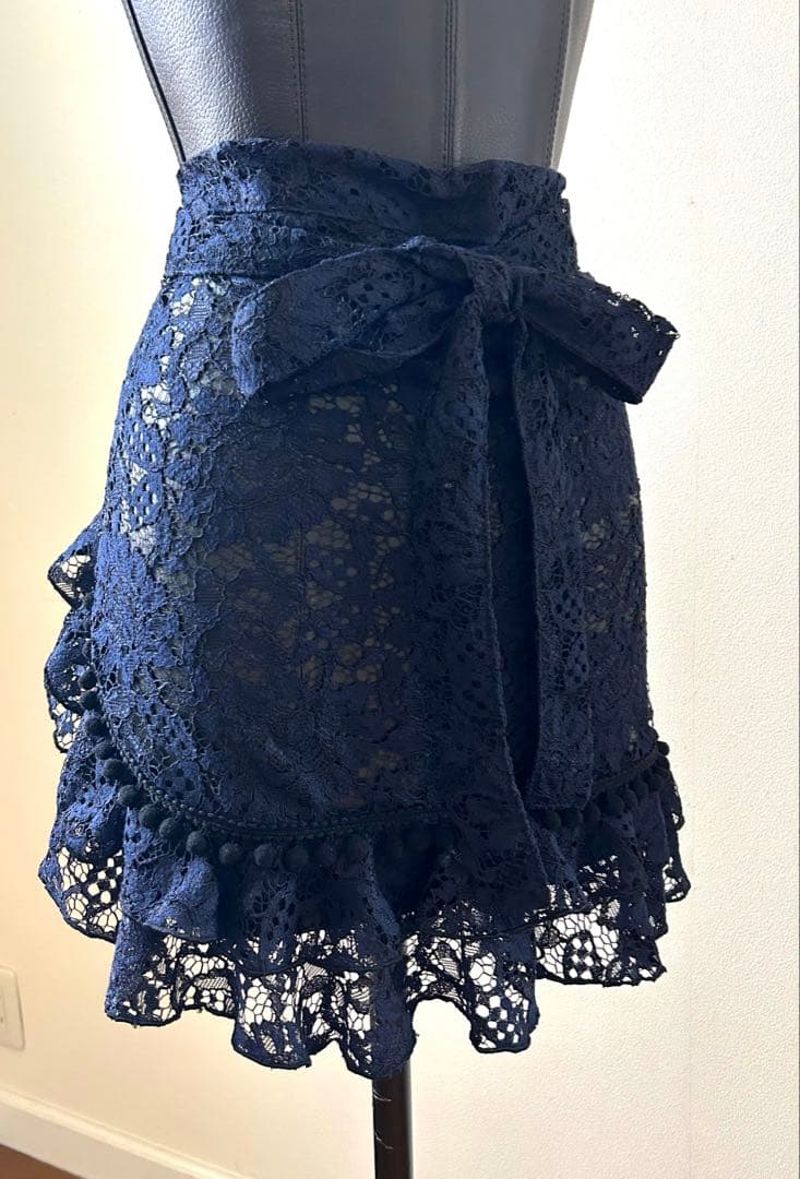 ★在庫処分　エプロン・シージョ　ネイビー　フラワーコードレース　フラメンコ　衣装