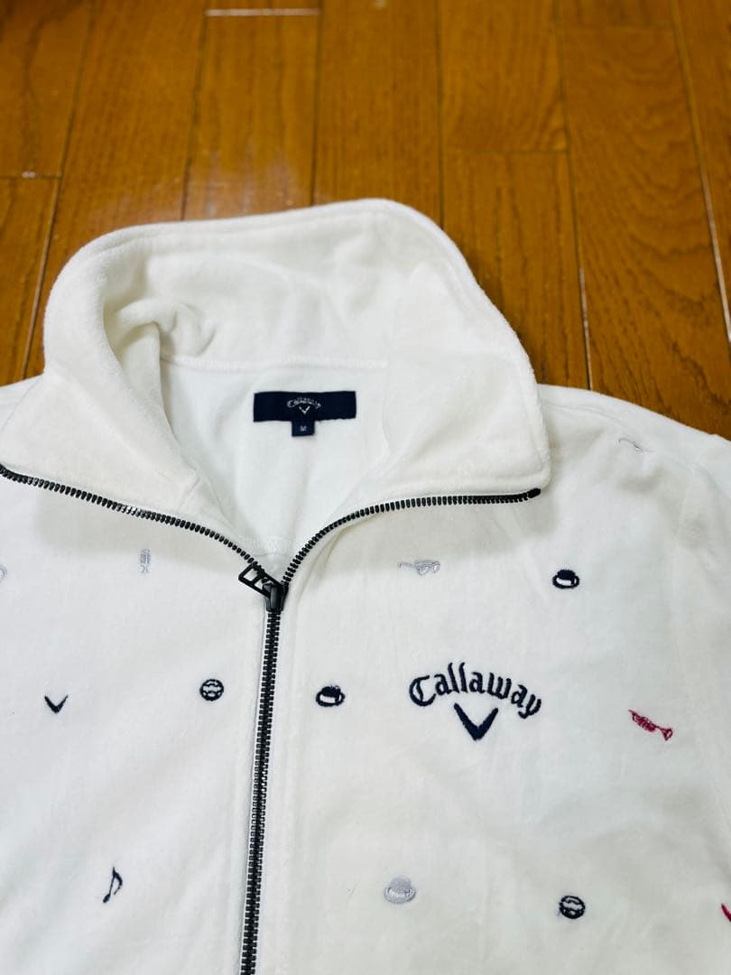 キャロウェイアパレル　メンズ ホワイトジャケット ロゴワッペン付き