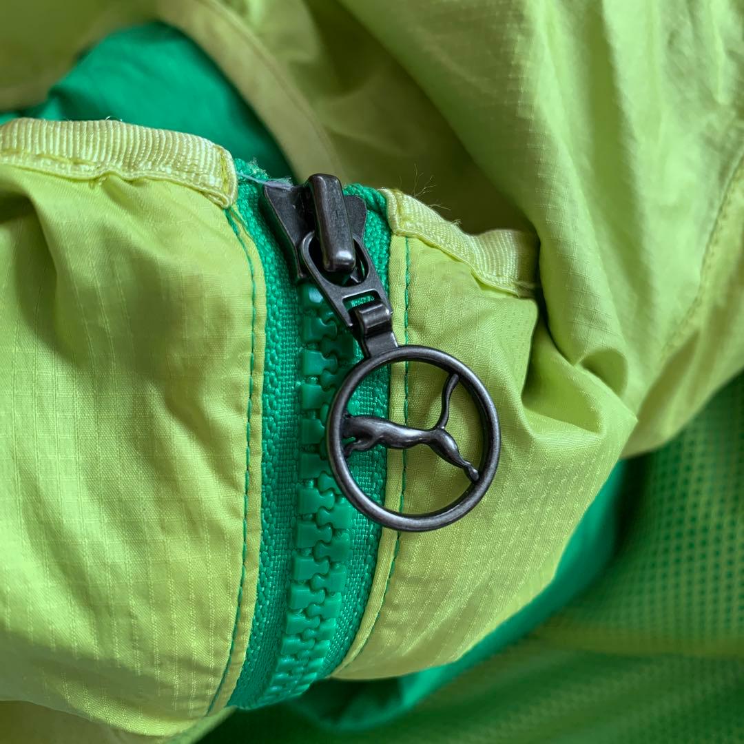 PUMA フード付き レディース ウィンドブレーカー ジャンパー 緑 黄色