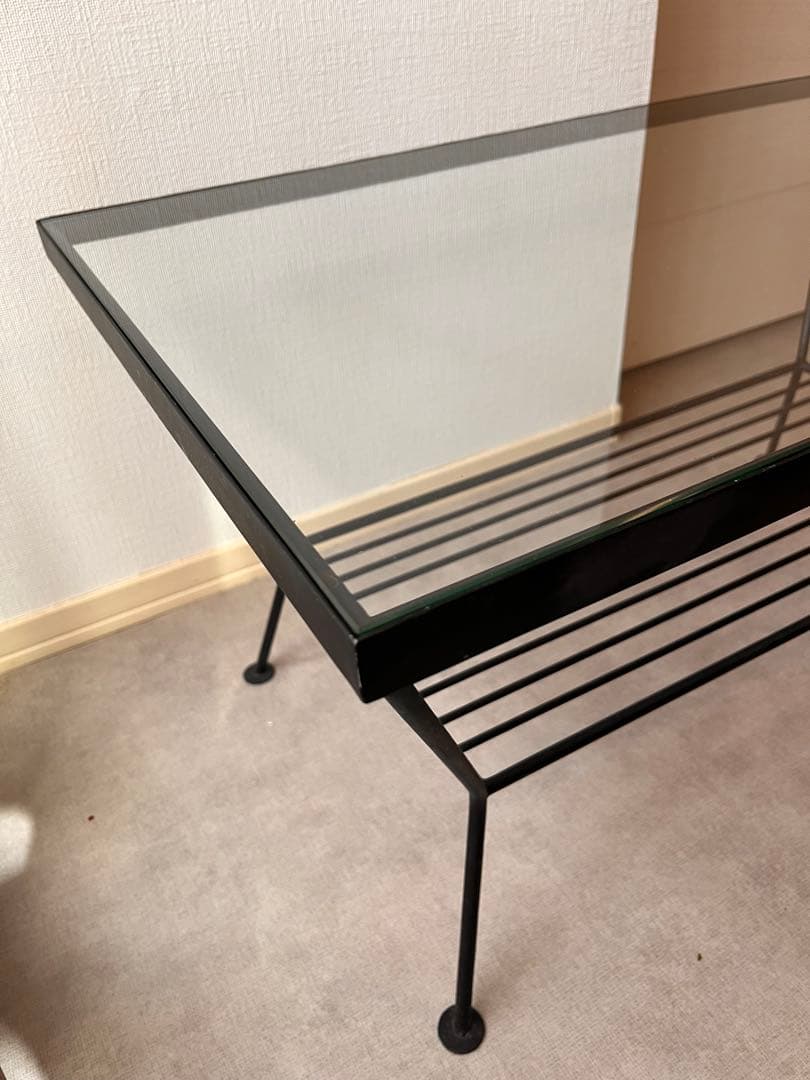 unico Eddy ローテーブル　ガラス　アイアン　W750