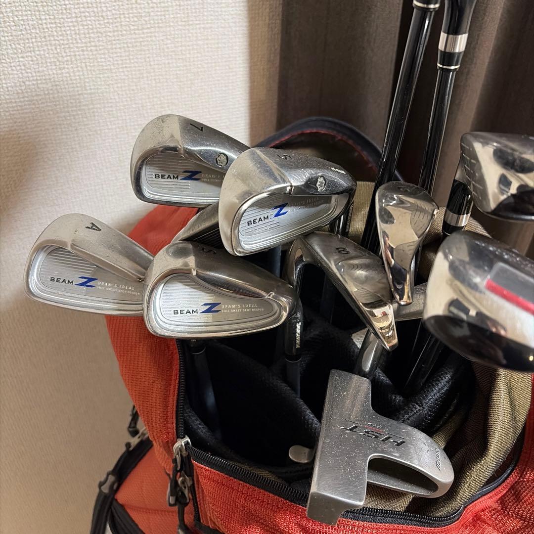 ゴルフクラブセット 赤黒バッグ付き