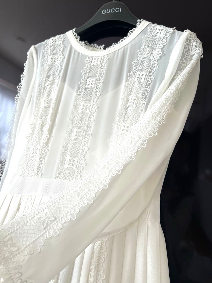 テッドベイカー　高級レース　シフォン　プリーツワンピース