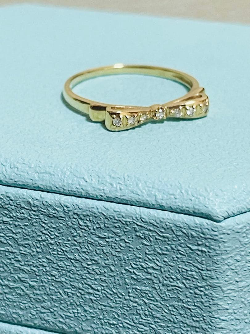 ✨美品✨　Vendome K10YG ダイヤモンド　リボンリング　9号