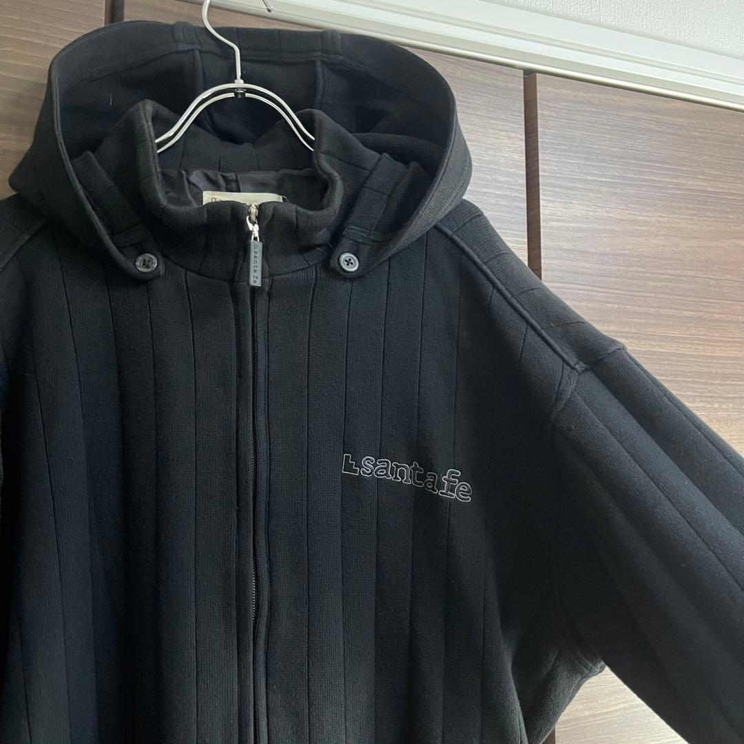 Santa fe サンタフェ リブスウェットフルジップジャケット 刺繍ロゴ 古着