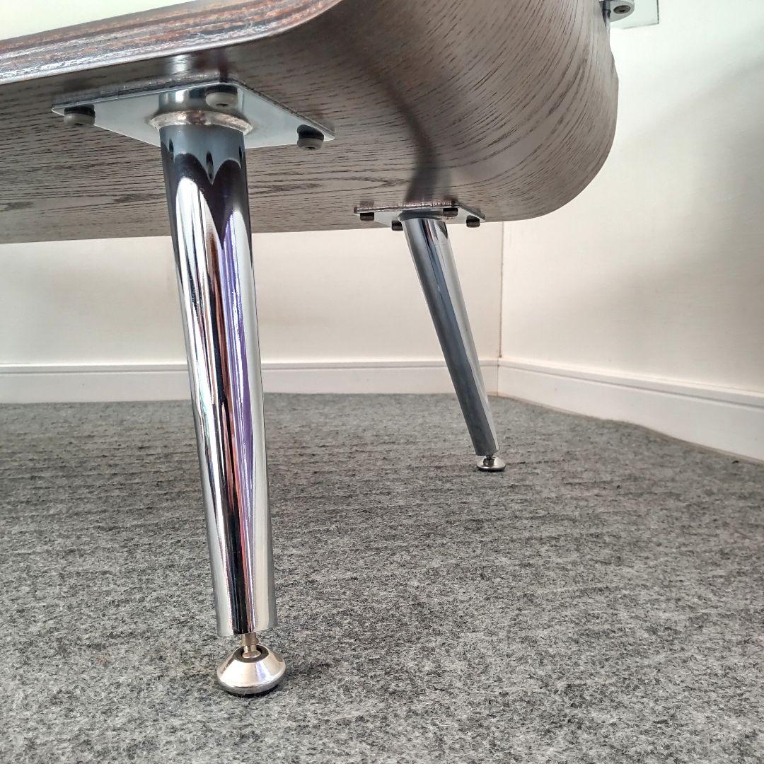 ミッドセンチュリー　ガラスセンターローテーブル　曲げ木　北欧デザイン