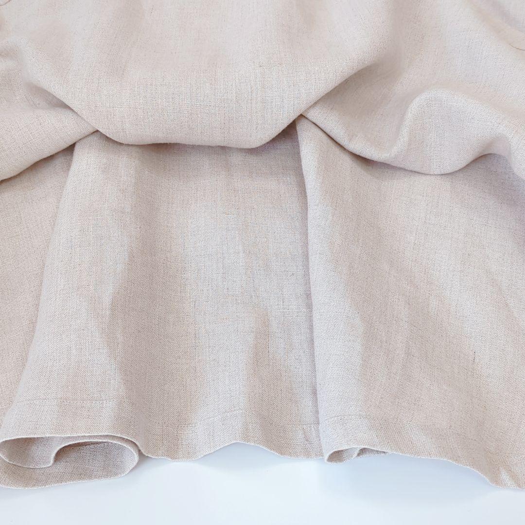 美品 wafu 中厚ベルギーリネンワンピース フレア ドレス 袖スリット 猫目釦