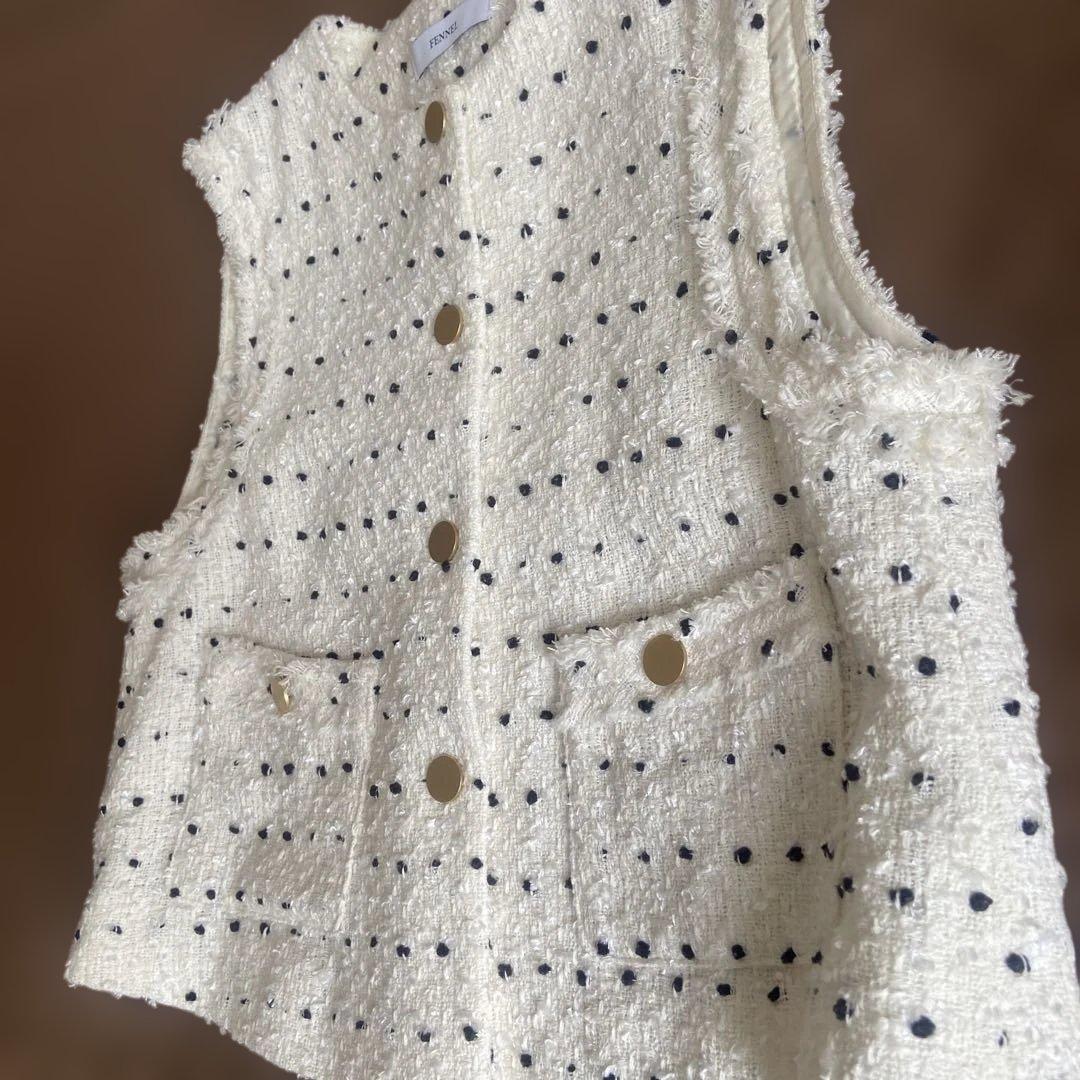 【新品】FENNEL ツイードドットベスト　白