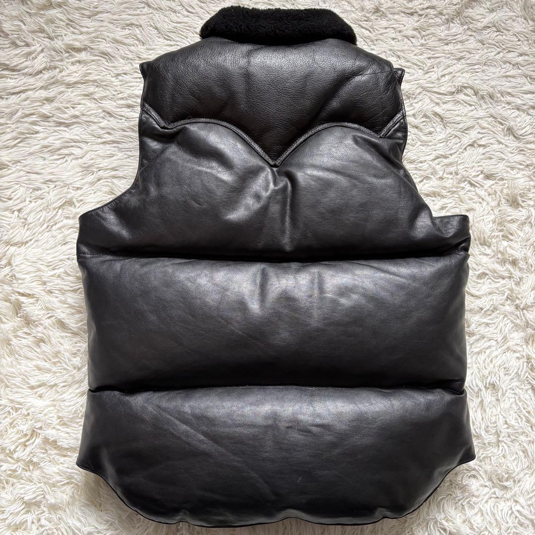 ロッキーマウンテンフェザーベッド ダウンベスト オールレザー ブラック 38