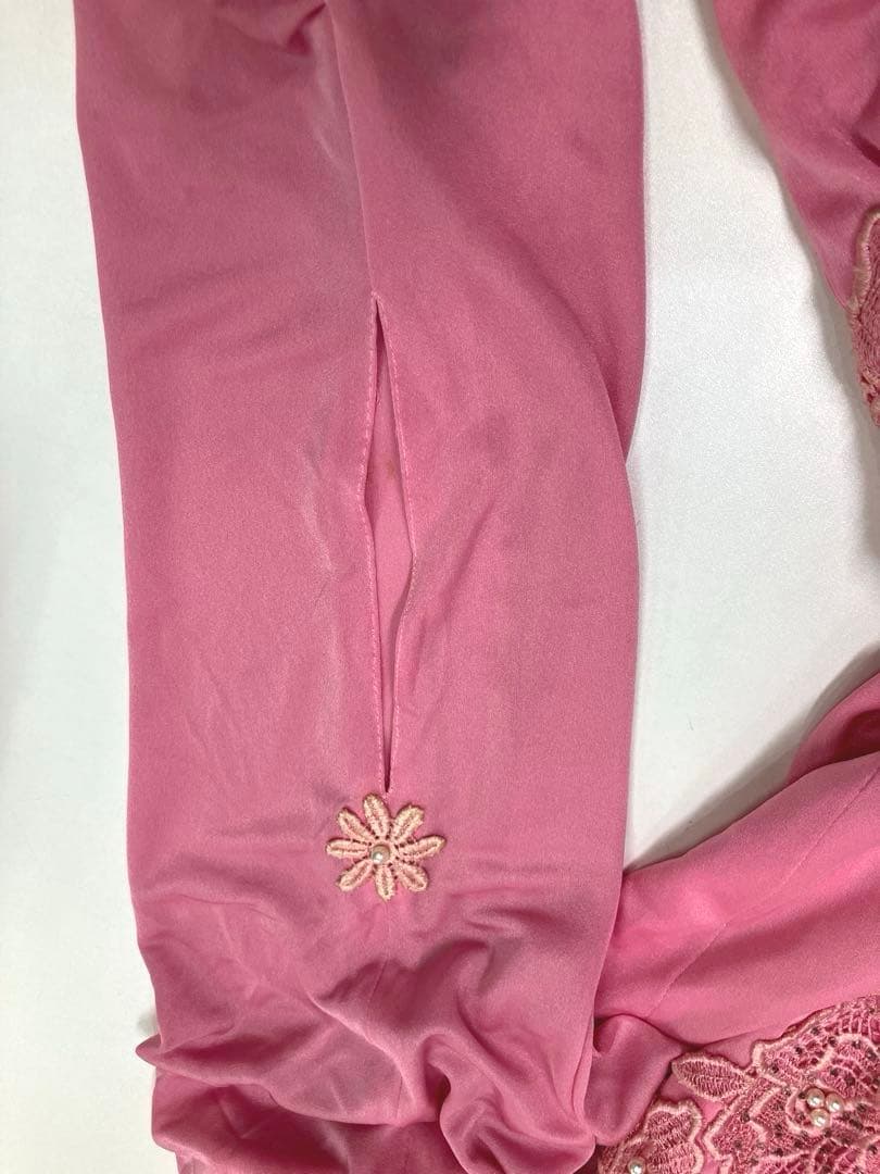 ピンク フラワー装飾 社交ダンスドレス