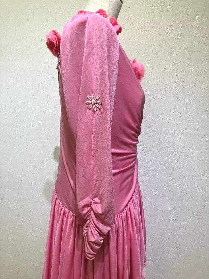 ピンク フラワー装飾 社交ダンスドレス