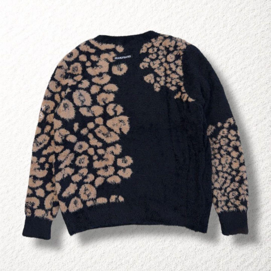 【PEARLY GATES】ゴルフ シャギーニット レオパード柄 ロゴ刺繍 0