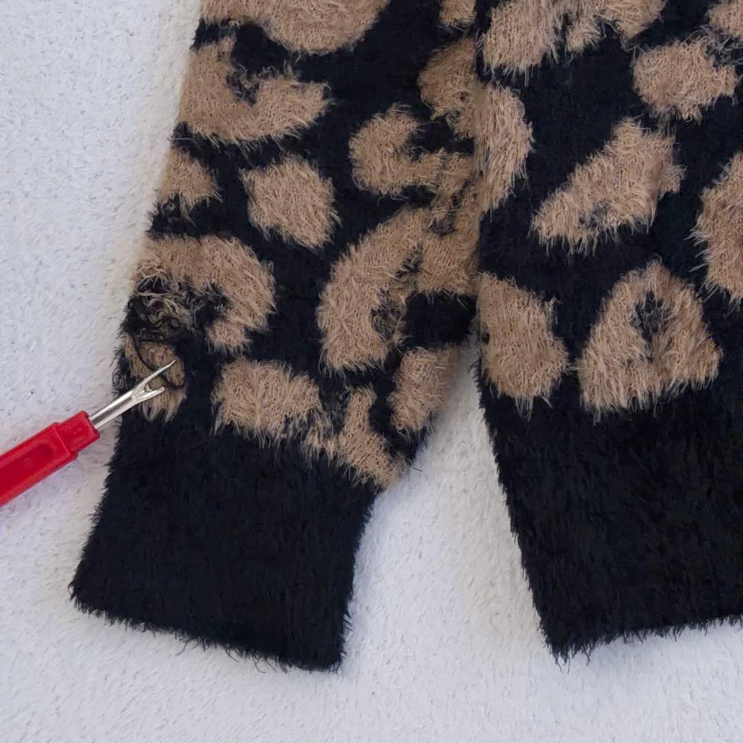 【PEARLY GATES】ゴルフ シャギーニット レオパード柄 ロゴ刺繍 0